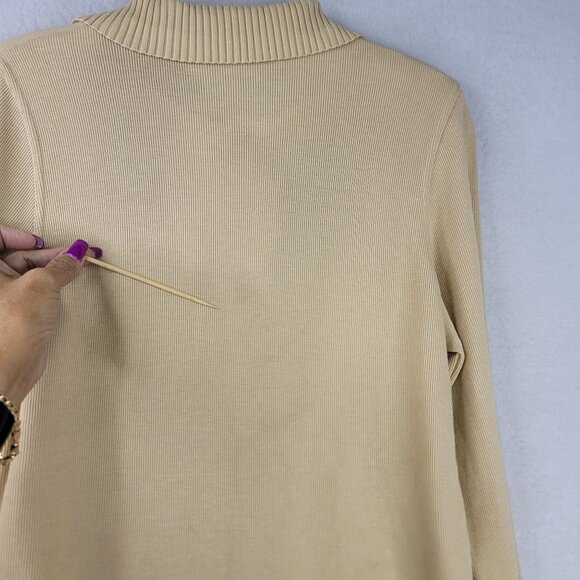 Koret Embroidered Beige Long Sleeve Top Size S With Shoulder Pads New Grannycore - Picture 9 of 10